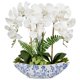 thumbnail image 1 of Jarrón de cerámica Briful con forma de orquídea artificial, 46 cm, blanco y azul, 1 of 7