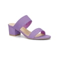thumbnail image 1 of Women's Dual Straps Mid Chunky Heel Slide Sandals Purple 9, 1 of 7