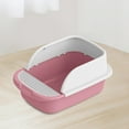 thumbnail image 5 of Cat Litter Box No Odor Splashproof Cat Toilet Bedpan, Open Top Pet Litter Tray, Pets Supplies for Rabbit, Small Pets 45x30x18cm Pink, 5 of 8