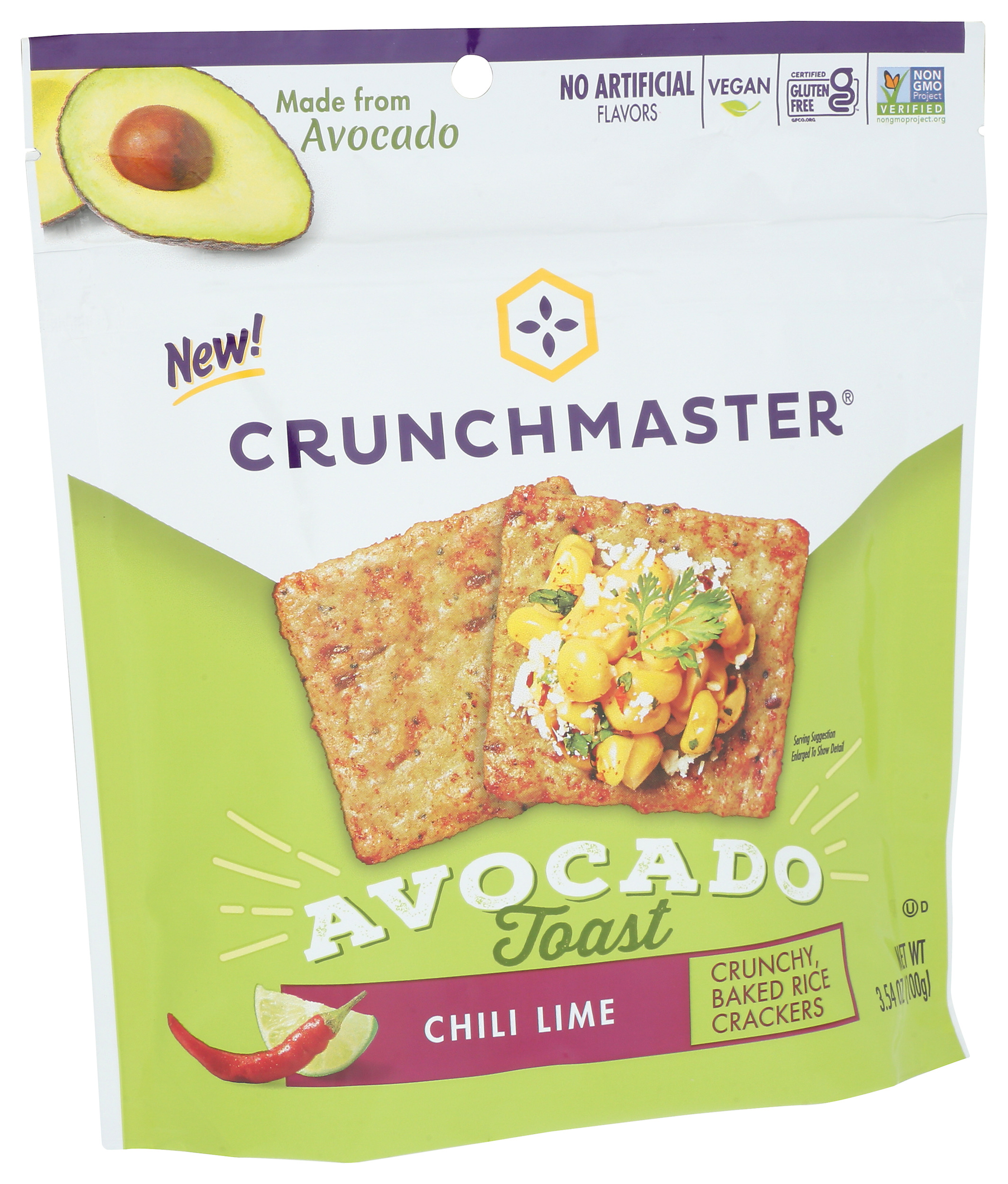 (Pack of 12) Crunchmaster Chili Lime Avocado Toast Rice Crackers, 3.54 oz