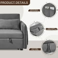 thumbnail image 5 of KINFFICT Futon Sofa Bed, Convertible Loveseat Sleeper, Modern Sofa Bed for Living Room/Apt, Gray, 5 of 10