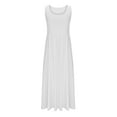 thumbnail image 6 of Aoochasliy Women's Summer Linen Blend Maxi Dress Round Neck Strappy Sleeveless Casual Dress Waist-Cinched A-Line Midi Long Beach Dress, 6 of 7