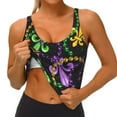 thumbnail image 4 of Haiem Mardi Gras6 Pattern Womens Sports Bra - U Neck Padded Low Impact Yoga Bra Workout Crop Top Gym Moisture-Wicking Workout Vest -, 4 of 9