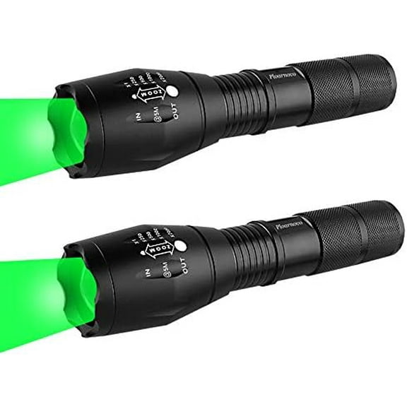 Flashlight Green LED Flashlight Green Handheld Light - Zoomable, Water & Shock Resistant Night Hunting Lights for Fishing Hog Pig Coyote Varmint Predator Rifle (2 Pack)$$Tools & Hardware Other