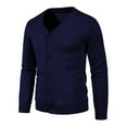 thumbnail image 5 of Zimjoy Mens Cardigan Sweaters Casual Button Up V Neck Sweaters Long Sleeve Open Front Slim Fit Blue Cardigan Lightweight Trench Coat with Pocket, Navy L, 5 of 6