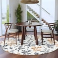 thumbnail image 3 of Round Area Rug 5 Ft, Grey Orange Botanical Washable Non-Slip Circle Carpet for Living Room/Bedroom, Watercolor Spring Floral Summer Leaf Low-Profile Runner Mats Collection Rugs for Indoor, 3 of 8
