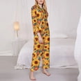 thumbnail image 3 of Honeii Diamond Bohemian Sunflower print Women's Pajama Sets Long Sleeve Button Down Sleepwear Nightwear Soft Pjs Lounge Sets-X-Large, 3 of 7
