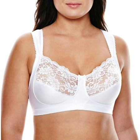 Women's Glamorise 1001 Magic Lift Cotton Full Figure Wireless Support Bra  (White 54H) 