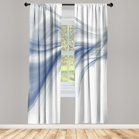Ambesonne Abstract Curtains, Modern Smooth Lines Rays, Pair of 28"x95", Pale Ceil