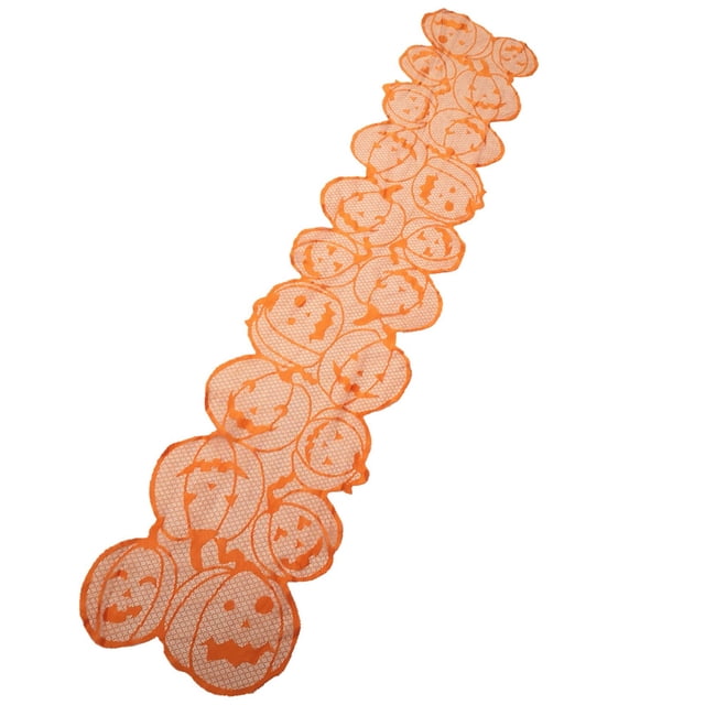 Leutsin Halloween Orange Pumpkin Lace Long Table Runner Party Decoration
