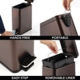 thumbnail image 3 of mDesign Slim Metal 2.6 Gallon Step Trash Can with Lid and Liner Bucket, Bronze, 3 of 7