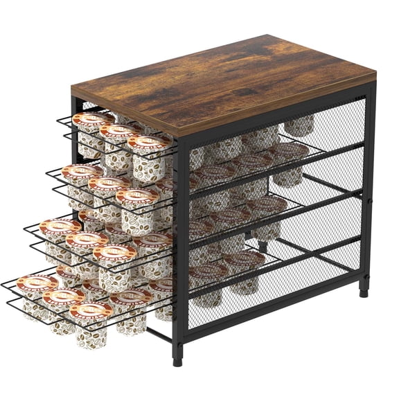 4-Tier Metal Coffee Pod Storage Organizer, Holds 72 Keurig Pods, Sliding Drawer Baskets, Countertop Organizer for Coffee Station & Kitchen
