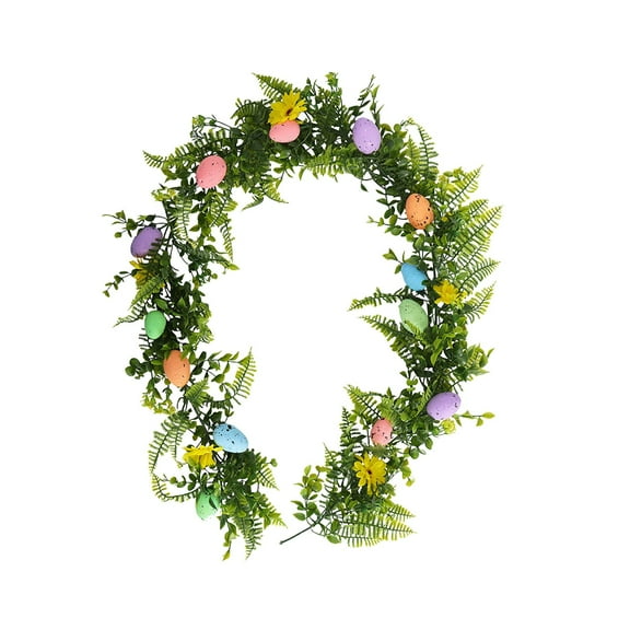 6.5FT Easter Wreath, Artificial Easter Egg Wreath, Imitation Aquatic Plants, Easter Decoration, Suitable for Porch Windowsill Easter Party Decoration