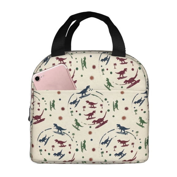 Dinosaur Insulated Lunch Bag For Women & Men, Reusable Leak-Proof Lunch Box With Cooler Compartment, Lunch Tote For Adults Work Travel