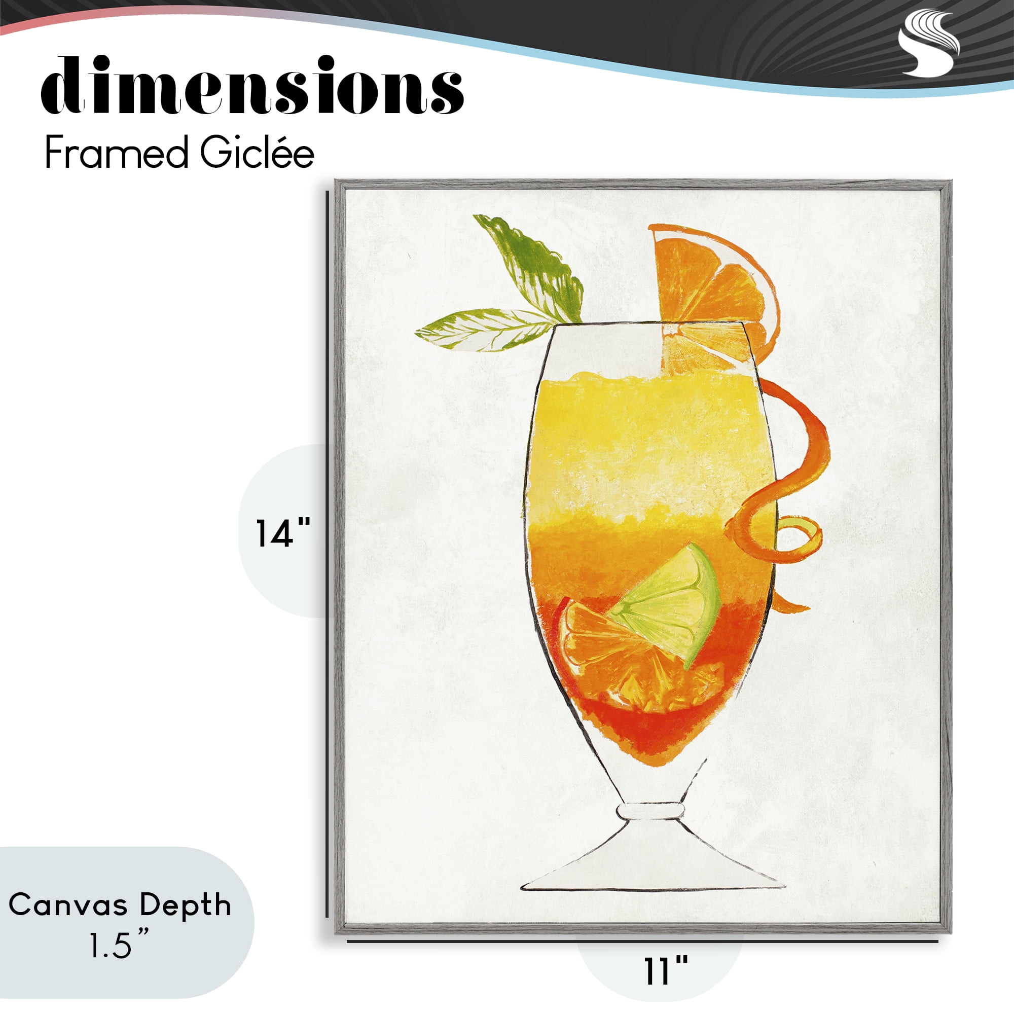 Stupell Industries Summer Cocktail Orange Fruit Gray Framed Giclee Art, design by Lorenzo Collective