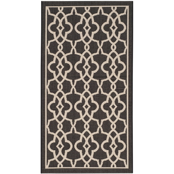 Safavieh Courtyard Carlos Oriental Indoor/Outdoor Area Rug, Black/Beige, 2'7" x 5'