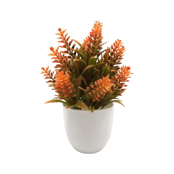 Artificial Plants Potted - Orange Fall Faux Flowers - 6.3in, 0.11lb Plastic Small Bonsai for Indoor Decor for Mother's Day, 1-Pack
