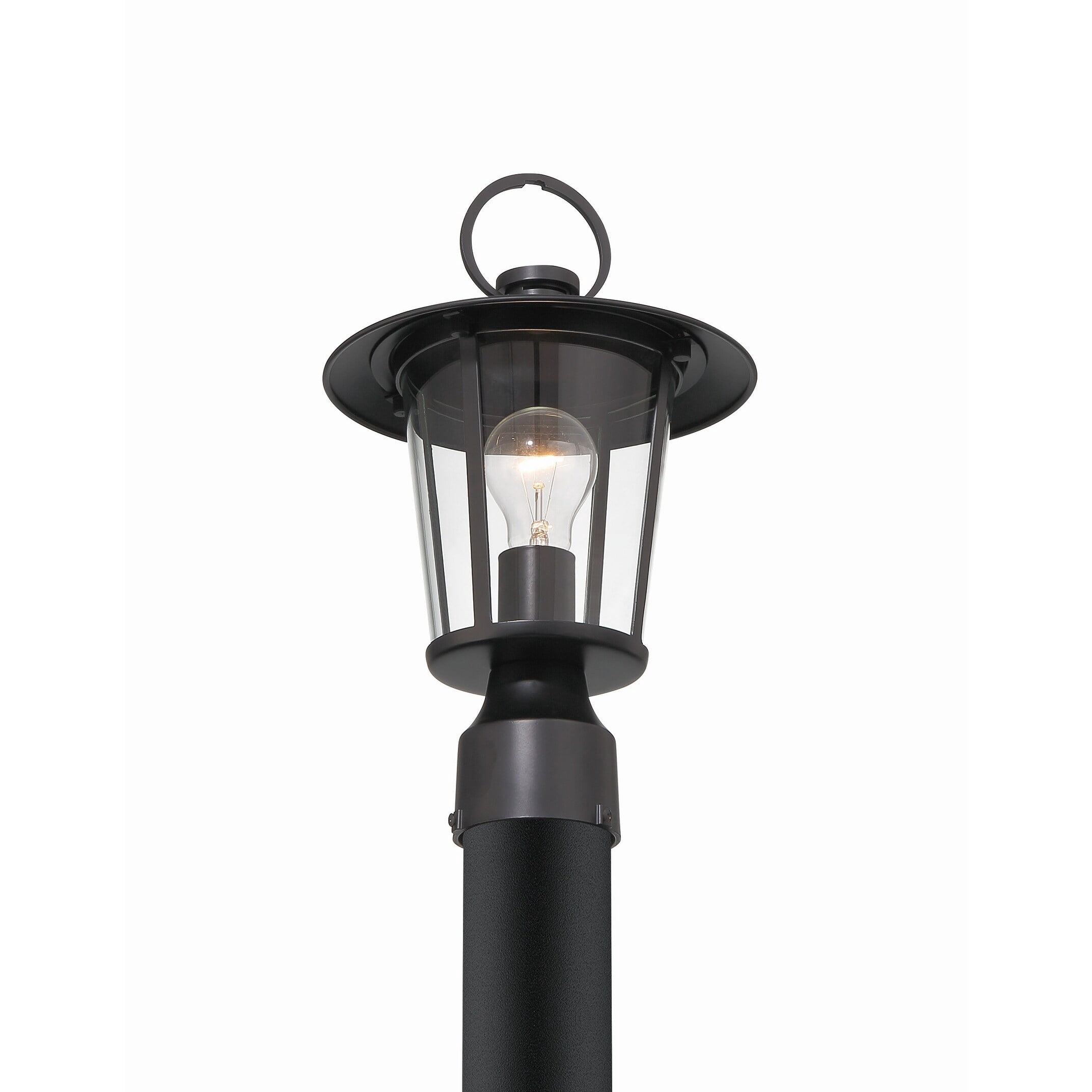 Crystorama Andover 1 Light Matte Black Outdoor Lantern Post - 9"W x 14.5"H