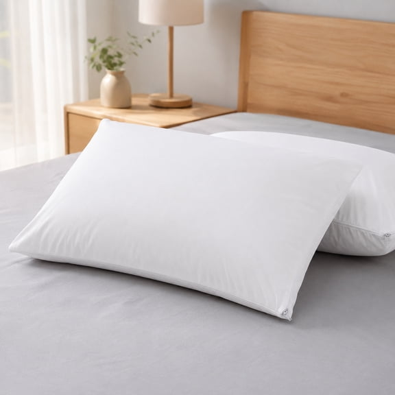Waterproof Pillow Protector Queen Size 20x30 Inches Zippered Pillow Cover Oil Stain Barrier Breathable Washable Encasement for Allergies and Night Sweats