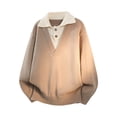 thumbnail image 2 of FRSASU Fake Two Piece Knitted Spring Long Sleeved Lapel Slim Pullover New Fashion Collared Sweater Khaki, 2 of 9