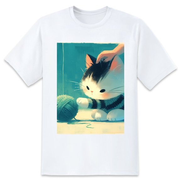 Basic Oversize Tees For WomenCat Loose Boyfriend Shirts Casual Blouse round neck