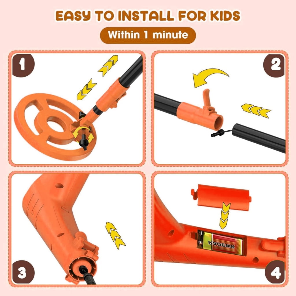 MOMOJIA Kids Outdoors Exploration Tool Adjustable Metal Detectors LCD Display Lightweight