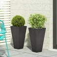 thumbnail image 2 of Toland Outdoor Modern Small Cast Stone Planters, Set of 2, Black, 2 of 7