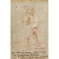 thumbnail image 3 of Willem Flessiers 13x18 Black Modern Framed Museum Art Print Titled - A Figure Walking to the Left (1638), 3 of 5