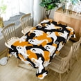 thumbnail image 2 of Duangreer Halloween Rectangle Tablecloth, Orange Scary Ghost Print, Washable Table Cover for Party Picnic Indoor Outdoor Decor, 60 x 84 Inch, 2 of 6