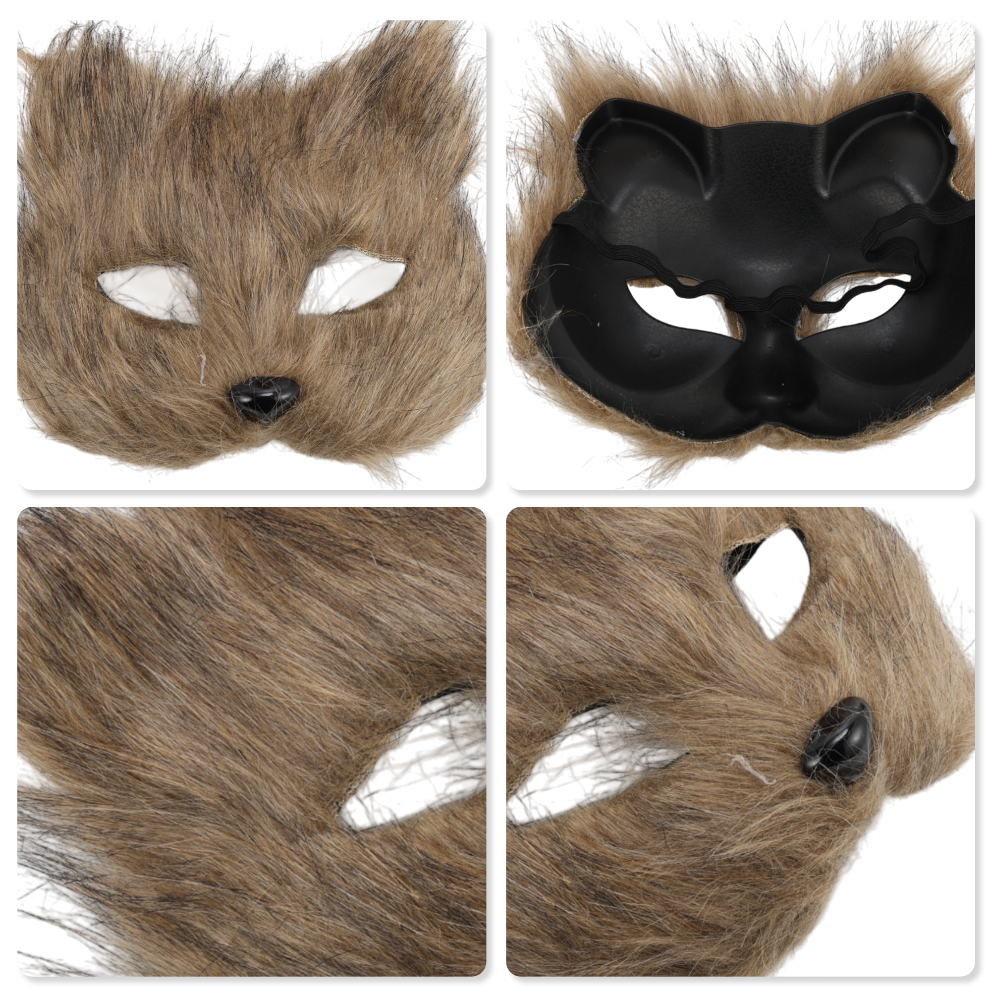 Unique Bargains 1 Pack Long-haired Foxes Party Mask Costume Events Brown
