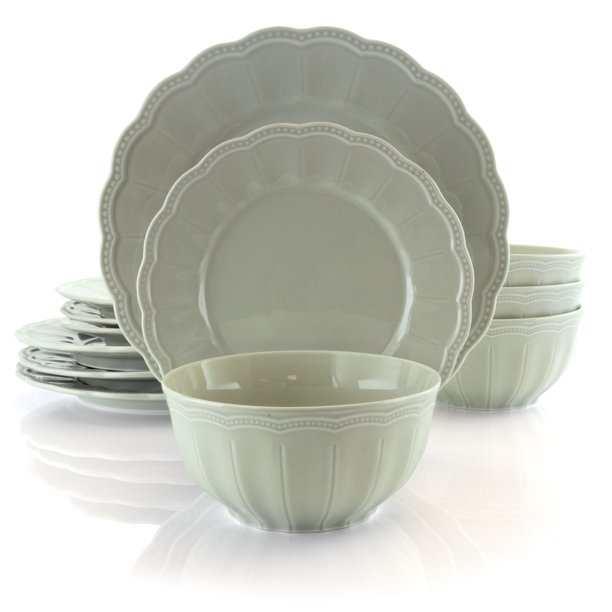 Gibson Ultra 12 Piece Fine Ceramic Dinnerware Set in Mint