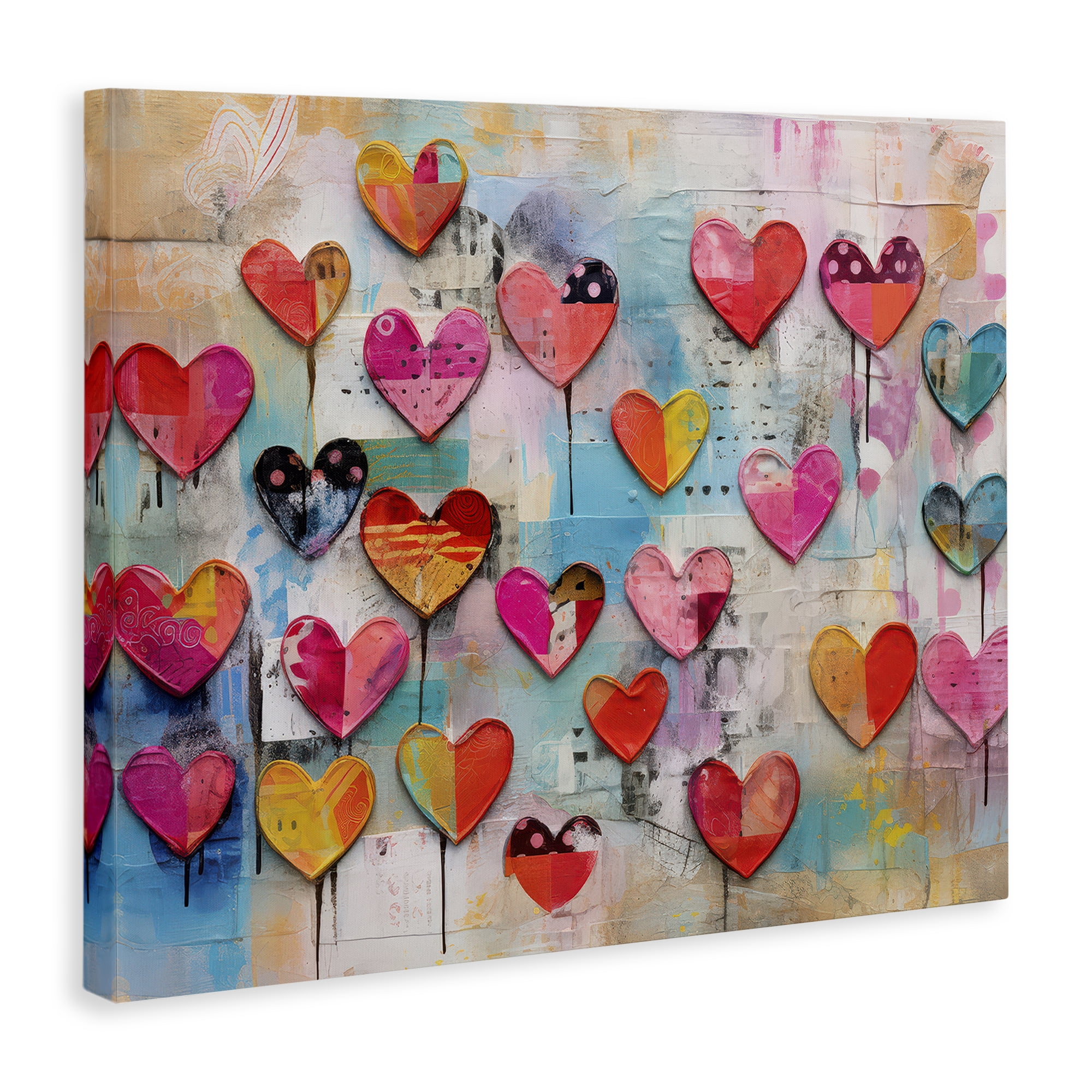 Stupell Industries Playful Urban Hearts Pattern Abstract Painting Wrapped Canvas Art Print Wall Art, 40 x 30