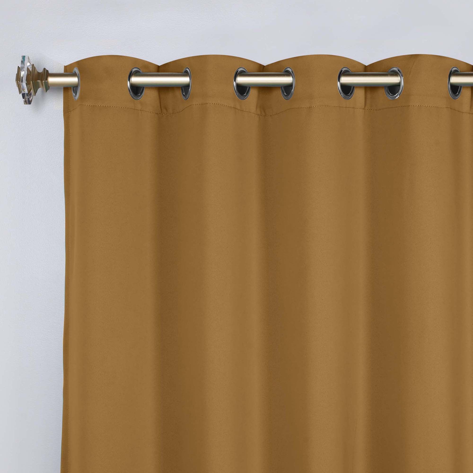 Superior Blackout Solid Light Filtering Grommet Curtain Panel Set, 52" x 108", Caramel Brown