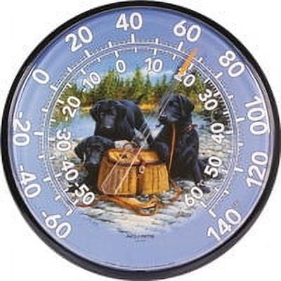 Chaney Instrument Outdoor Wall Thermometer Puppies 12.5 in Round