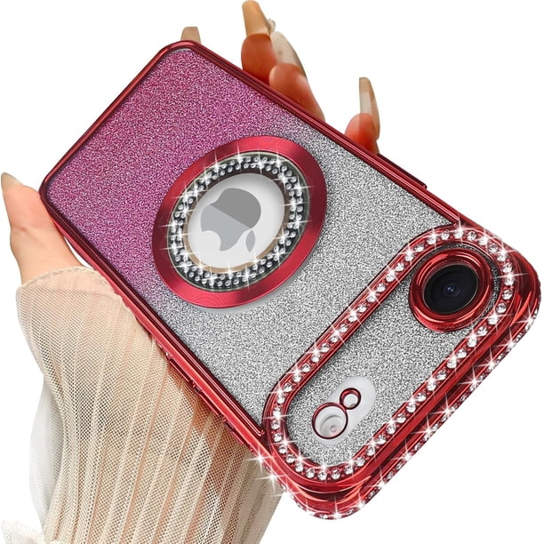 Compatible con iPhone 17 Air Estuche con purpurina magnética con Magsafe Estuche de diamantes de imitación de lujo con vista de logotipo Chapado en diamante brillante Protección de lente de cámara
