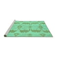 thumbnail image 2 of Ahgly Company Machine Washable Indoor Round Abstract Turquoise Blue Modern Area Rugs, 4' Round, 2 of 4