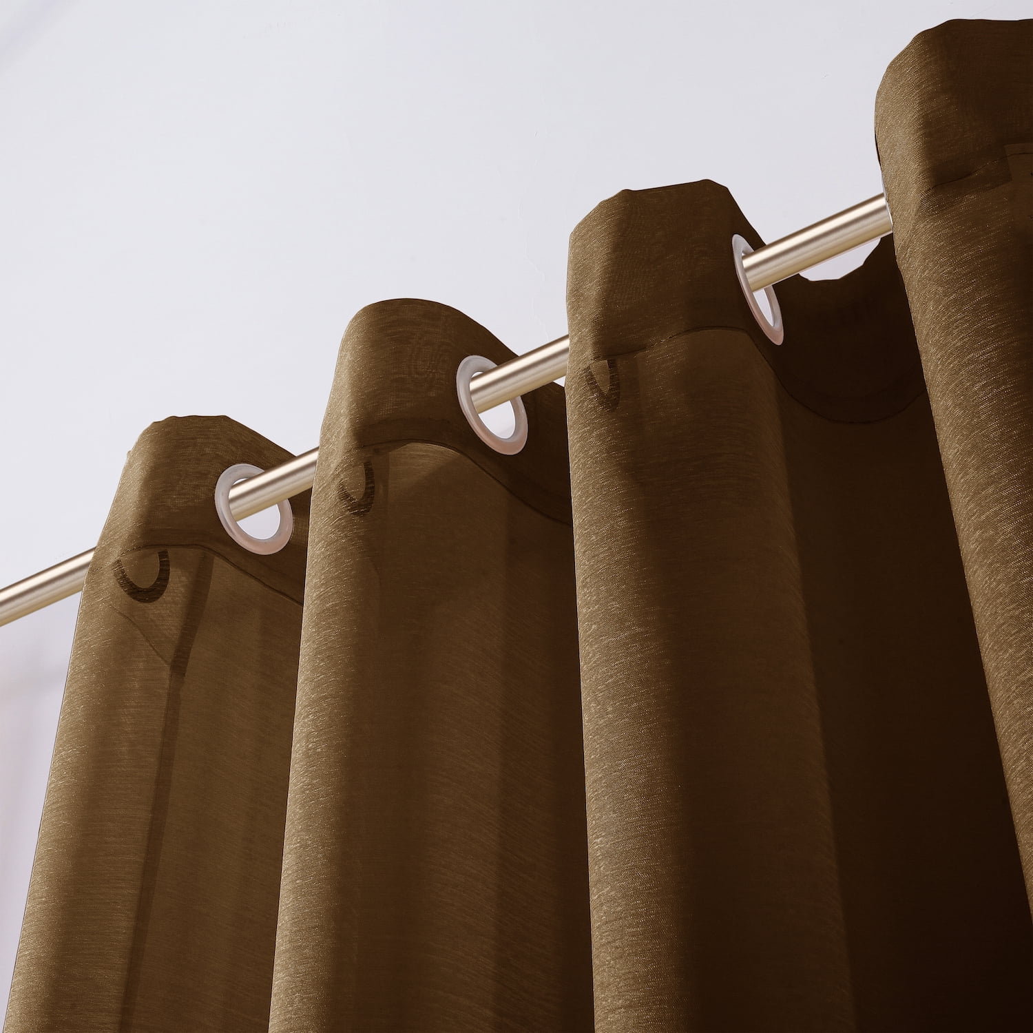 Dainty Home Malibu Textured Semi-Sheer Linen Look Grommet Top Curtain Set Of 4, 54" x 84" each (Covers Two Windows)