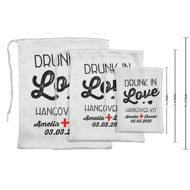Darling Souvenir White Hangover Kit Wedding Favor Custom Party Supplies  Favor Bags Drawstring Pouches 15 Pieces 