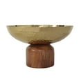thumbnail image 2 of CC Home Furnishings Small Punched Bowl with Acacia Base - 8" - Gold and Brown, 2 of 4