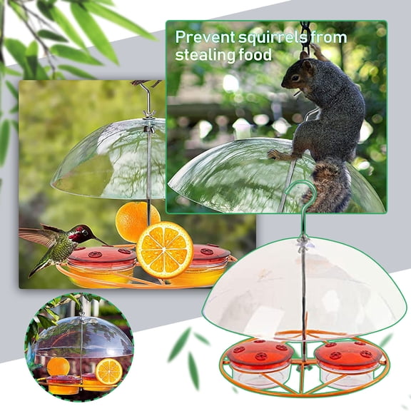 Rodent-Proof Metal Bird Feeder with Clear Bowl Cover, Outdoor Hanging Water Dispenser, Hummingbird Feeder, Bird Feeder, Bird Feeder for Outdoors Hanging, Window Bird Feeder