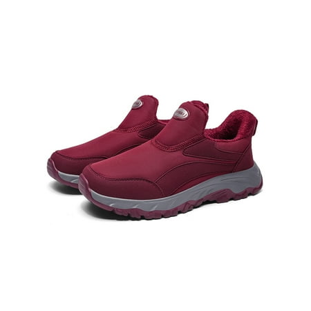 

Daeful Womens Comfort Shoe Slip On Casual Sneaker Non-slip Walking Shoes Breathable Lightweight Sneakers Outdoor Flats Women s Red 5.5