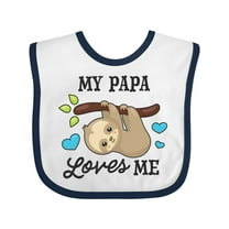 Inktastic My Papa Loves Me with Sloth and Hearts Boys or Girls Baby Bib