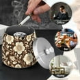 thumbnail image 4 of Yayeee Ashtray with Lid for Cigarette Smokeless Stainless Steel Home Ash Holder, Brown Floral, 4 of 7