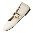 thumbnail image 2 of BRGZLK Mary Jane Shoes for Women Trendy Solid Color Round Toe Woven Print Ballet Flats with Strap Dressy Comfortable Casual Shoes Beige 6, 2 of 9