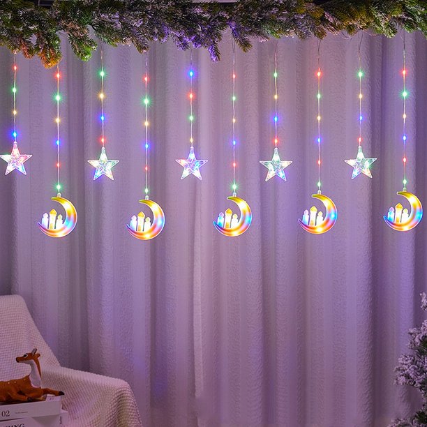 2023 LED Hilo De Cuero Pintado starlight Cortina Luz Musulmana Decoración Luna Castillo Cadena De Navidad Halloween Vacaciones Atmósfera st