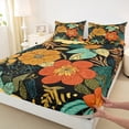 thumbnail image 3 of Manfei Colorful Country Floral Twin Sheet Sets,Boho Bohemian Twin Fitted Sheet,Orange Green Flat Sheet For Girls Kids,Super Cozy Room Decor,3 Pieces, 3 of 7
