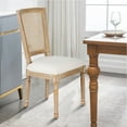 thumbnail image 5 of French Dining Chairs Set of 2 Beige Natural Fabric Square Back with Solid Wood Legs and Frame for Bedroom Dining Room Kitchen, 5 of 6