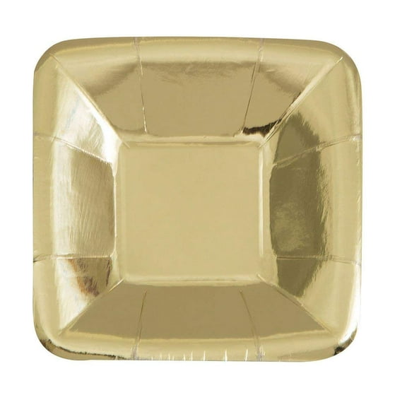 Square Paper Appetizer Plates, 5 in, Foil Gold, 8ct