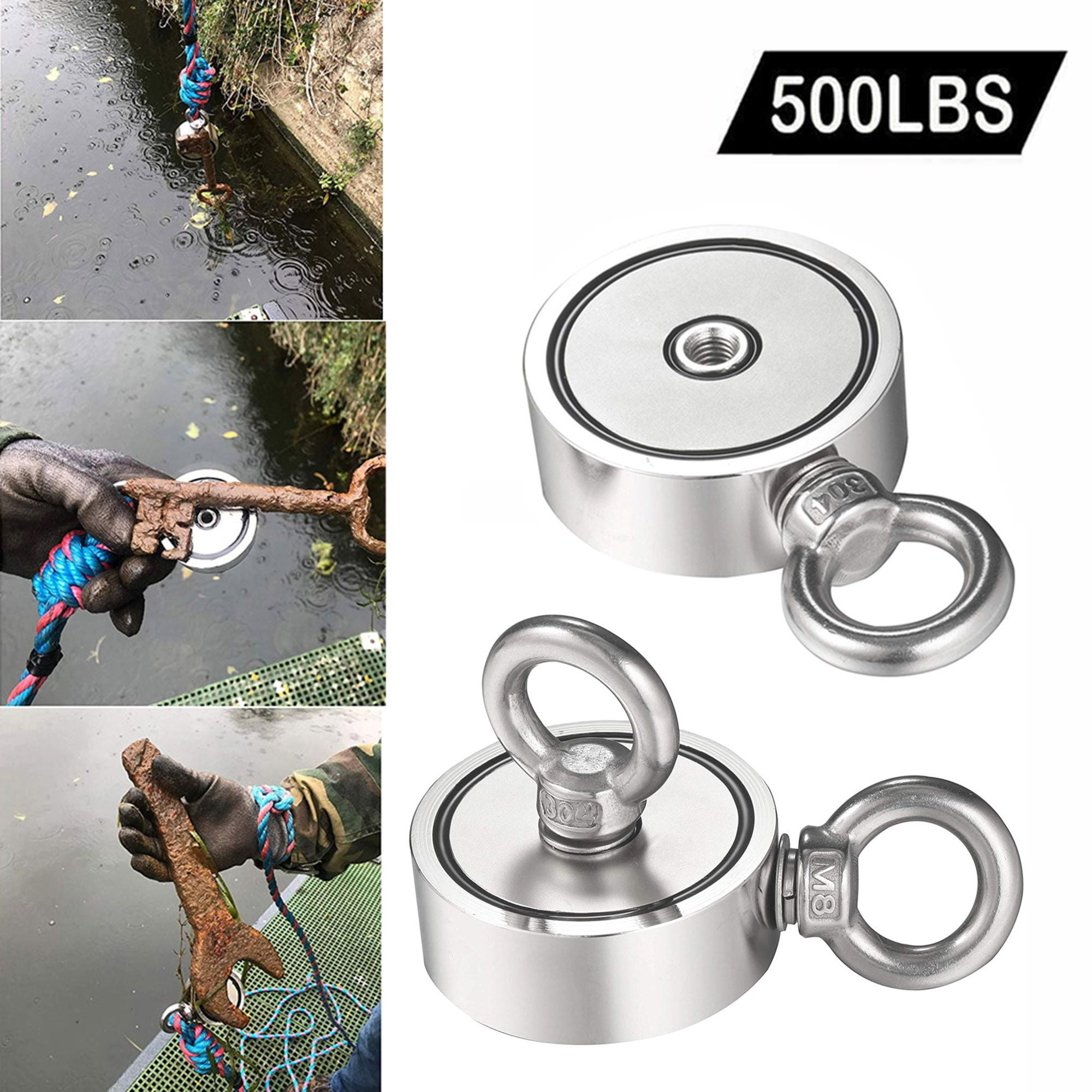 Spencer Double Sided Neodymium Fishing Magnet Upto 500 LBS Pulling Force  Rare Earth Magnet for Retrieving in River and Magnetic Fish 