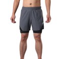 thumbnail image 3 of 2-In-1 Men Running Shorts with Towel Loop Pockets Quick Dry Exercise Shorts for Training Gym Workout, 3 of 6